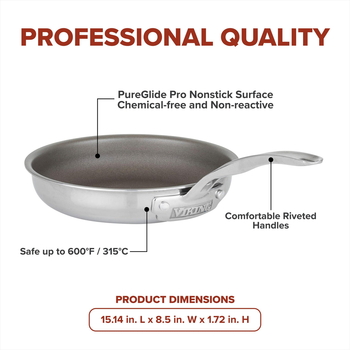 Viking PureGlide Pro 3-Ply pan in oven, oven-safe up to 600F