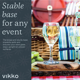 Compact Vikko wine glasses ideal for patio sipping and easy stacking.