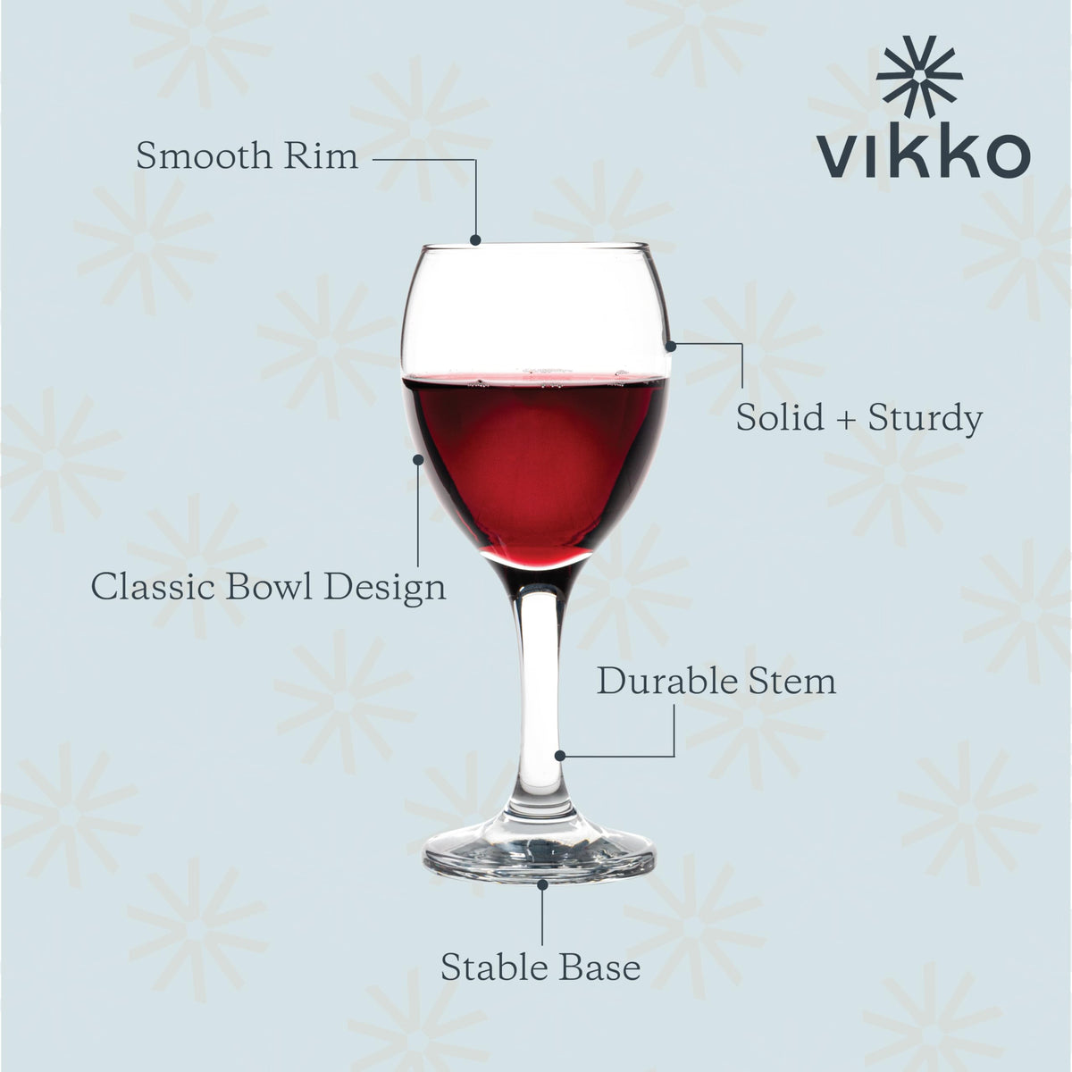 Vikko durable stem wine glass ensures long-lasting performance during gatherings.