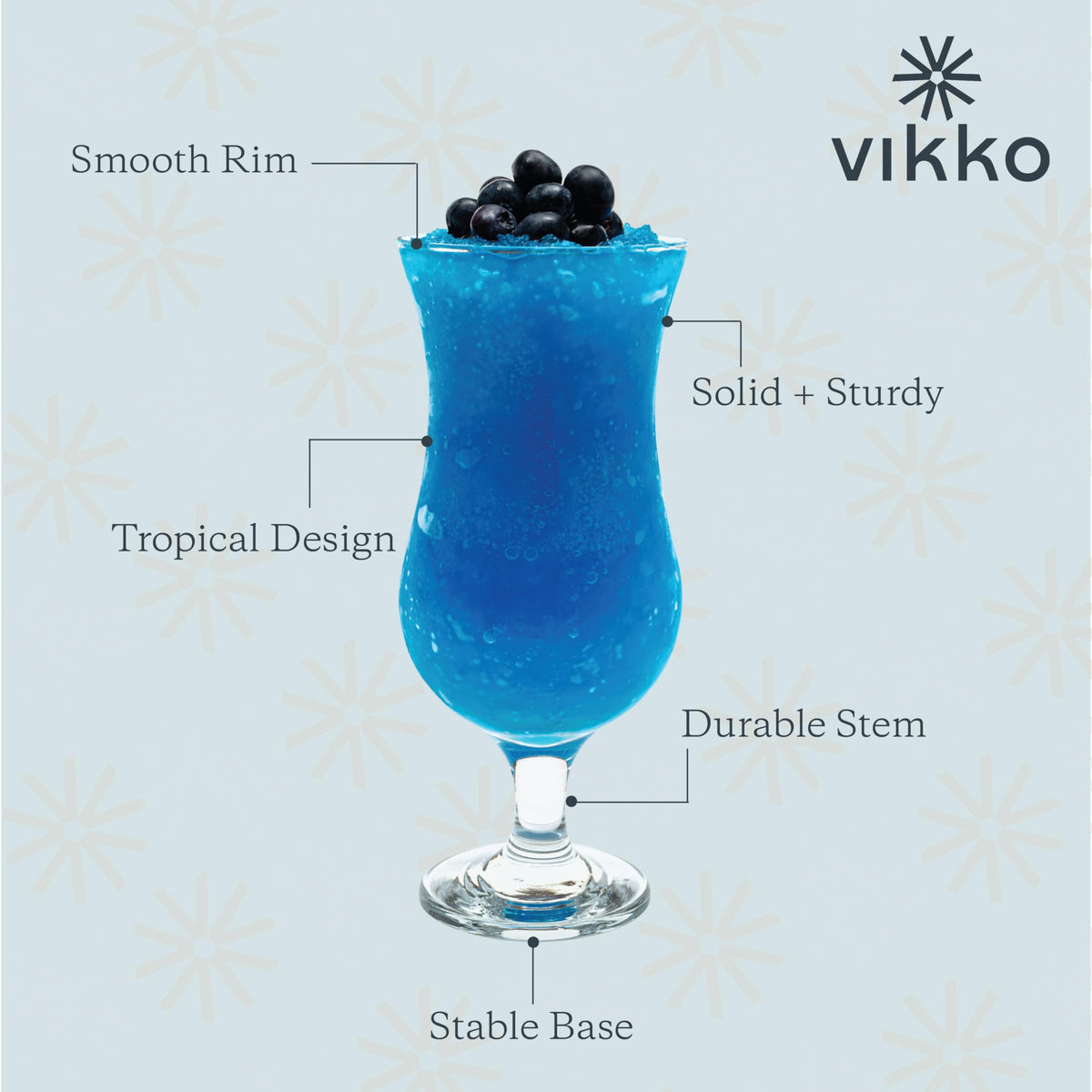 Vikko hurricane glasses with durable stem and base for steady sipping