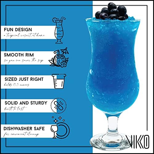 Vikko pina colada glasses closeup shows 13.25 oz capacity