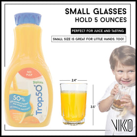 Vikko small juice glasses 5oz capacity side view, perfect for portion-controlled tastings.