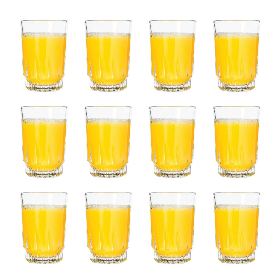 Vikko small juice glass heavy-base front view, stable and easy to grip.