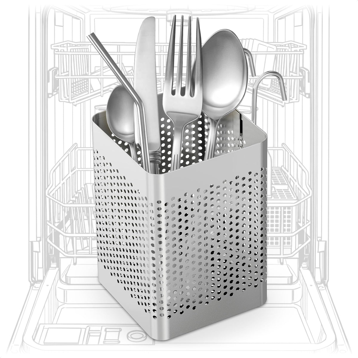 VIKROM dishwasher chopstick basket front view shows compact organization.