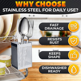 VIKROM dishwasher chopstick basket side view with secure hooks for racks.