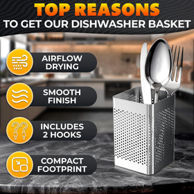 VIKROM dishwasher chopstick basket stainless steel material offers rust resistance.