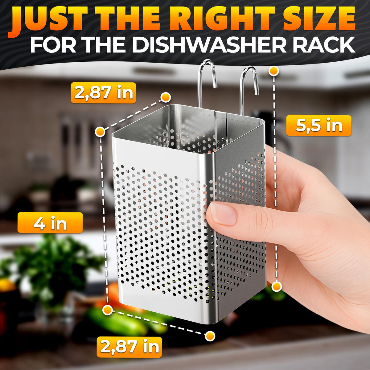 VIKROM dishwasher chopstick basket top view highlights easy access and drainage.