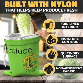 VIKROM Fridge storage bag set fits celery and romaine for crisp results.