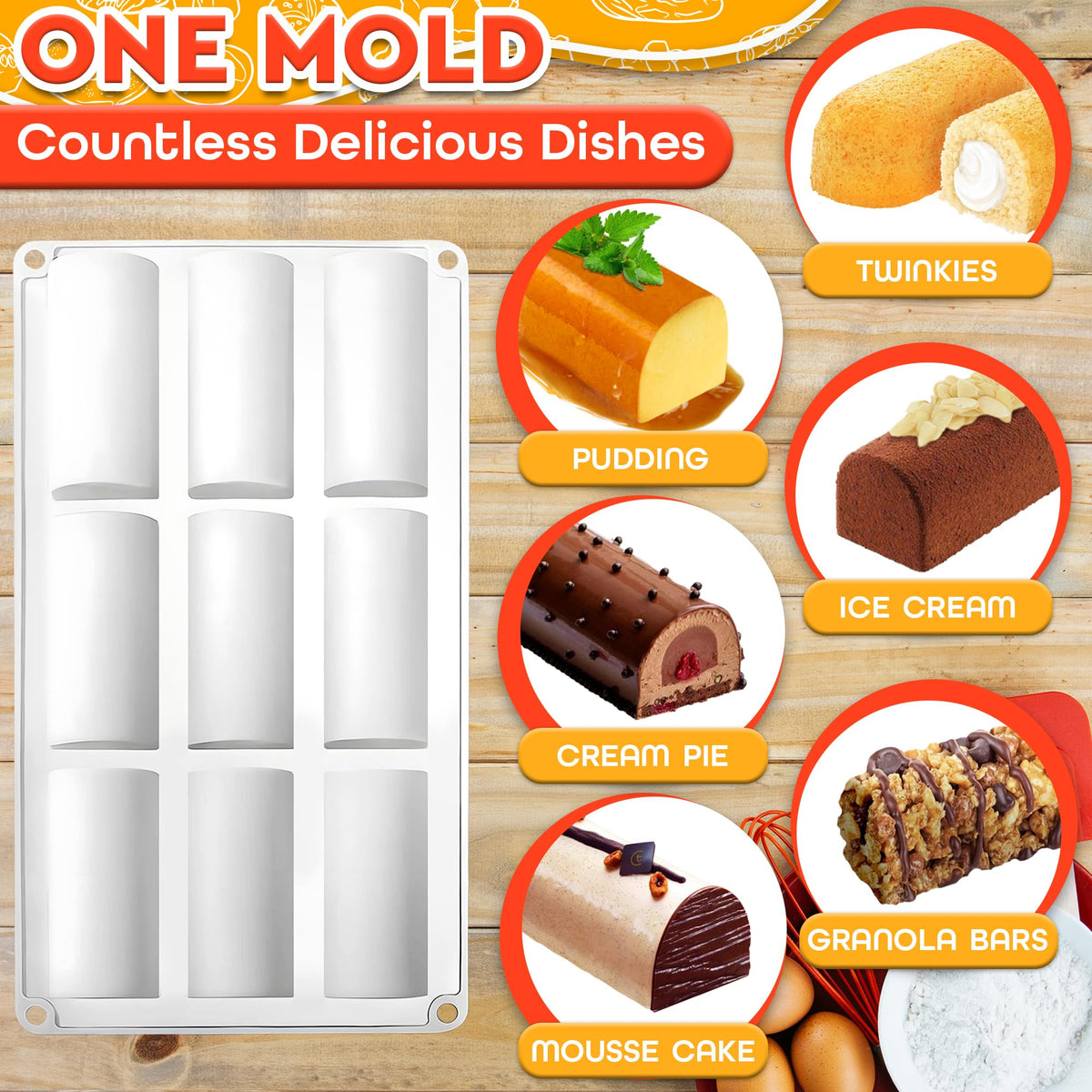VIKROM twinkie mold close-up showing cylindrical shape for treats