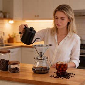 Vikuces 800-mesh filter delivers rich oils and nuanced flavors without paper waste.