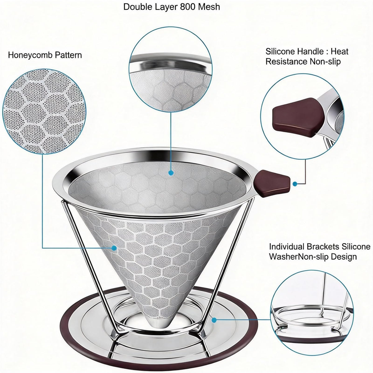 Vikuces separate stand fits over most mugs for hands-free single-serve brewing.