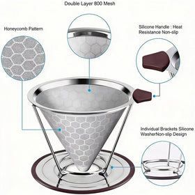 Vikuces separate stand fits over most mugs for hands-free single-serve brewing.