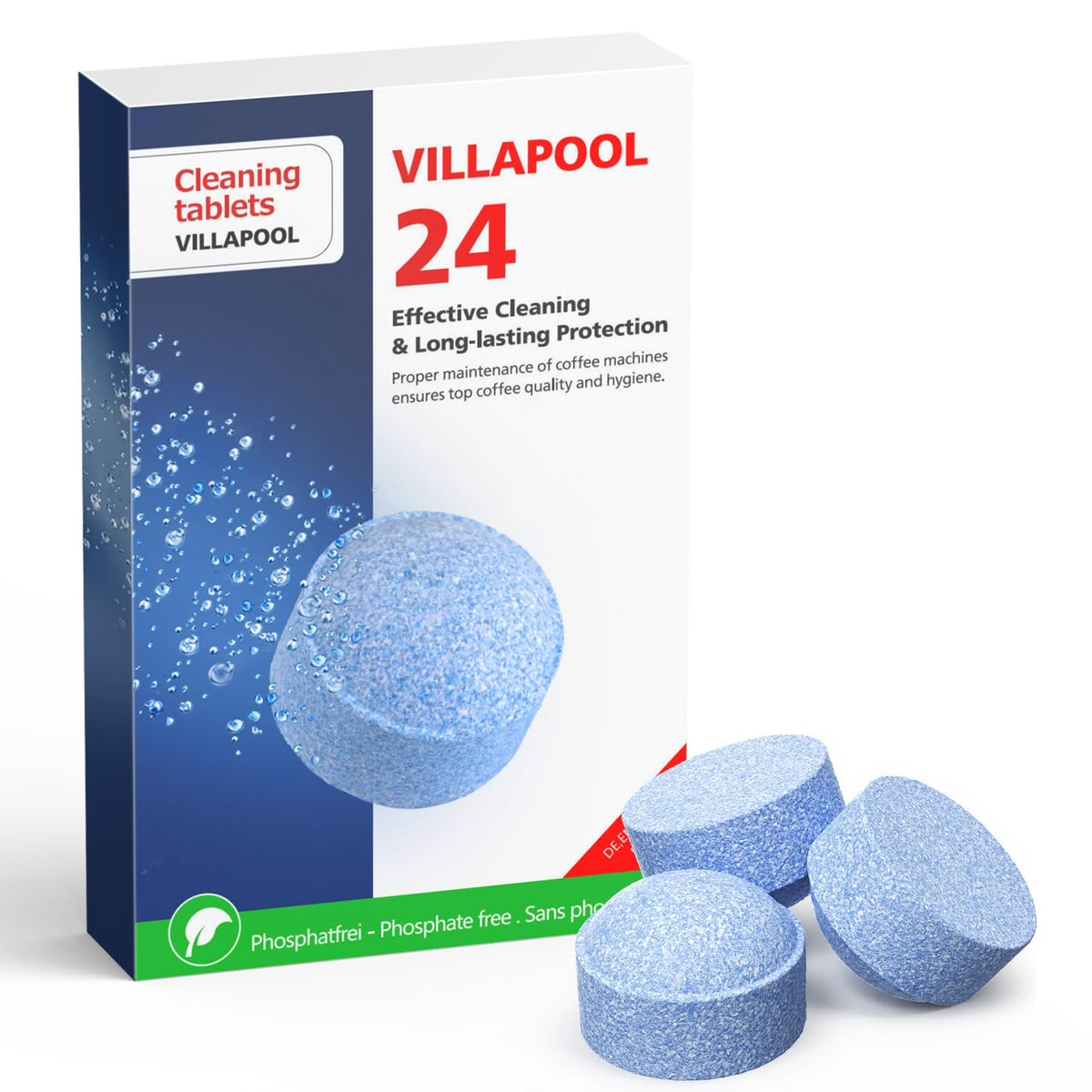 VILLAPOOL Jura cleaning tablet 24-pack for safe brew-unit cleaning.