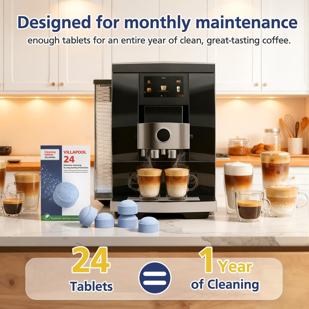 VILLAPOOL OEM-level cleaning tablet for Jura at lower cost.