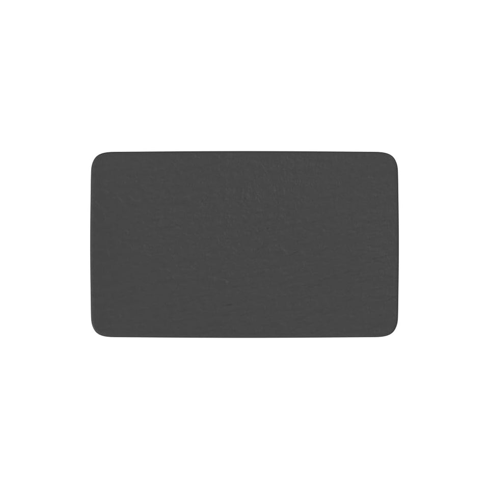 Villeroy and Boch Manufacture Rock rectangle plate with matte black finish, ideal for modern presentations.