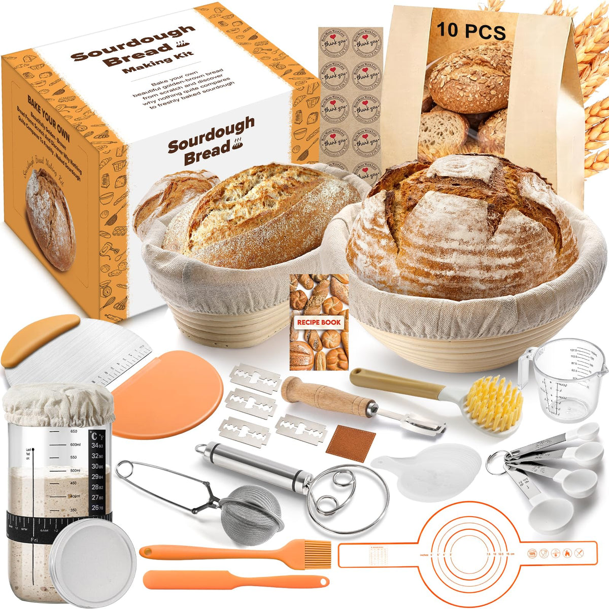 VIMERPA starter jar with band and thermometer for precise fermentation monitoring.