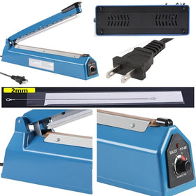 Compact 12-inch sealer shown on a tidy workspace for home or small business use.