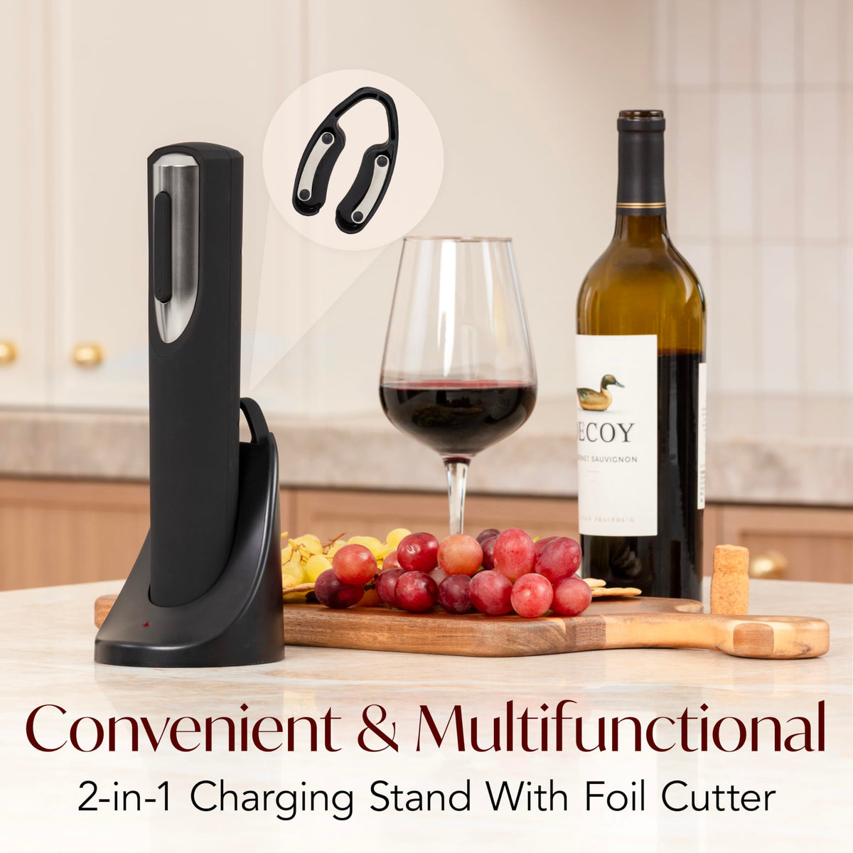 VIN FRESCO charging base keeping the opener powered for ready use