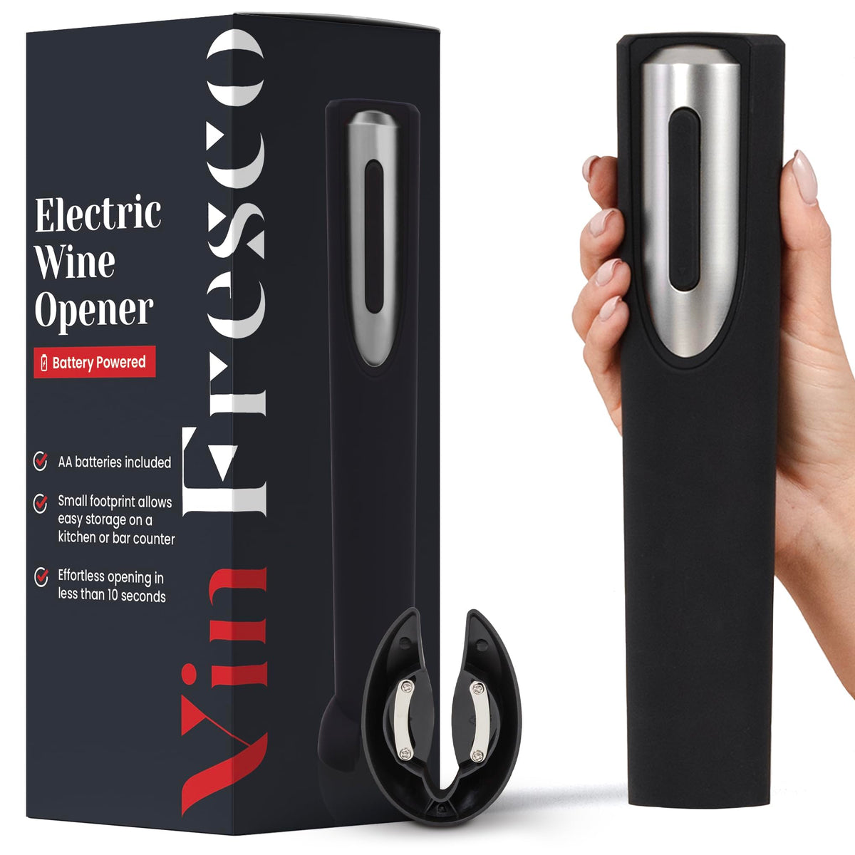 VIN FRESCO electric wine opener battery-operated for easy uncorking at home or on the go