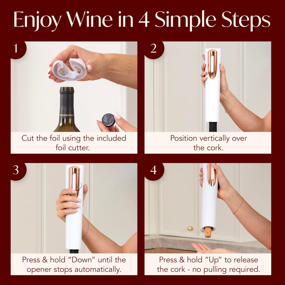 VIN FRESCO sleek white rose-gold finish enhances any kitchen or bar area.