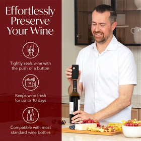 VIN FRESCO vacuum pump applying airtight seal to preserve flavor