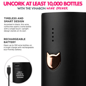 VINABON opens up to 100 bottles per charge, great for gatherings.