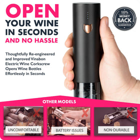 VINABON electric wine opener resting on its stand for charging and display.
