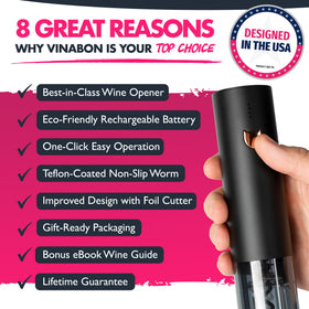 VINABON foil cutter with double-razor blades removes foil cleanly.