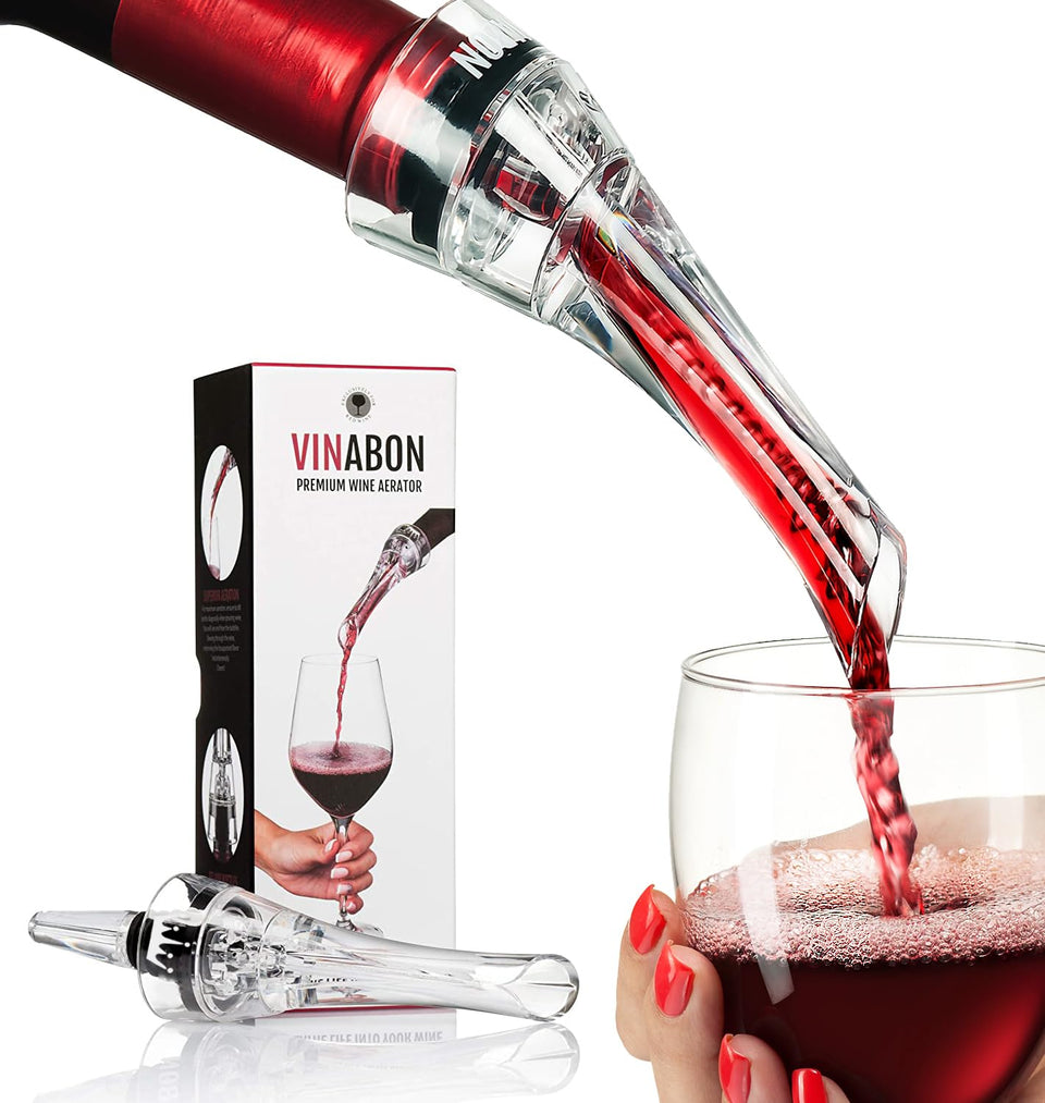 VINABON wine aerator pourer spout top view improving bouquet during pour