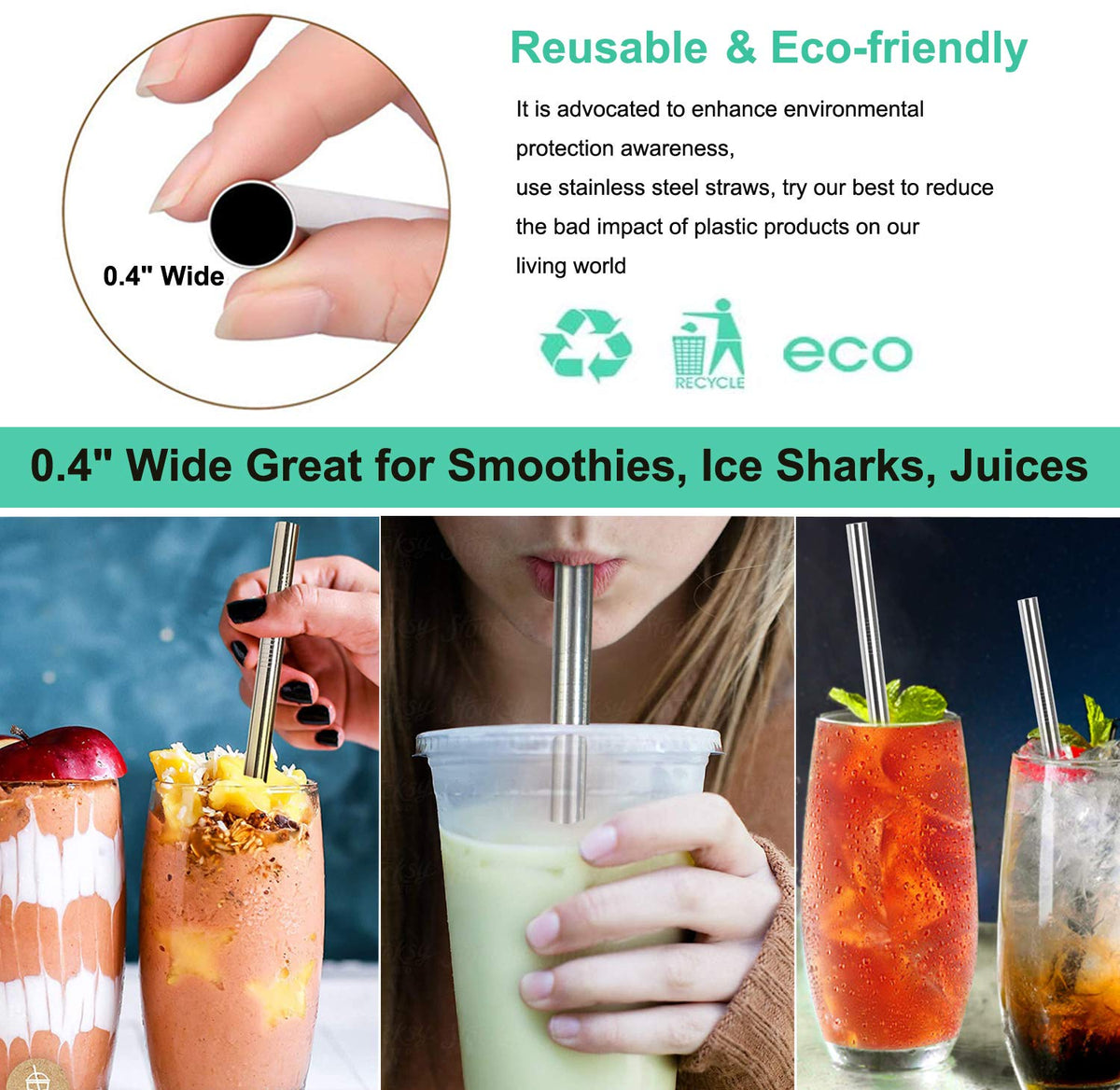Vinaco 8.5-inch straight straw ideal for shakes