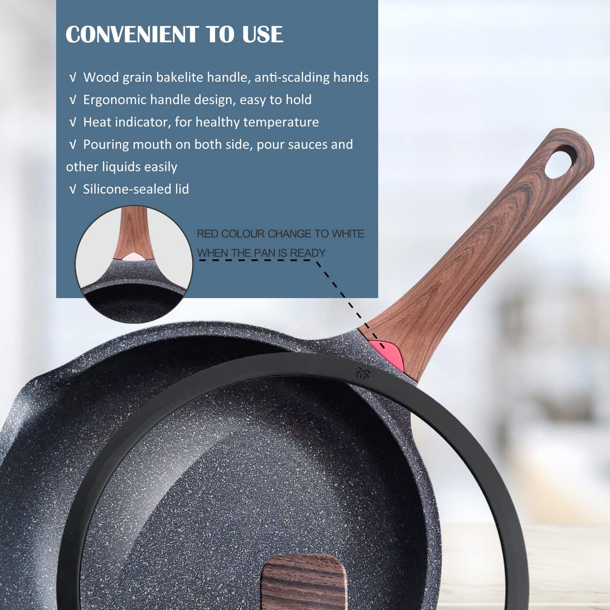 Vinchef induction-compatible bottom enables versatile use on gas, electric, and induction stoves.