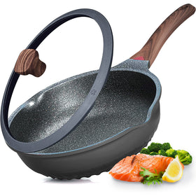 Vinchef nonstick deep frying pan 11in, easy release for sautéing and browning.