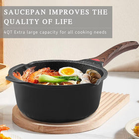 Vinchef stockpot 4qt with glass lid monitors simmering easily
