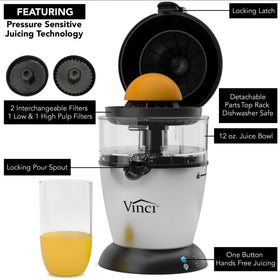VINCI citrus compatibility up to 4.5 inches for lemons and oranges