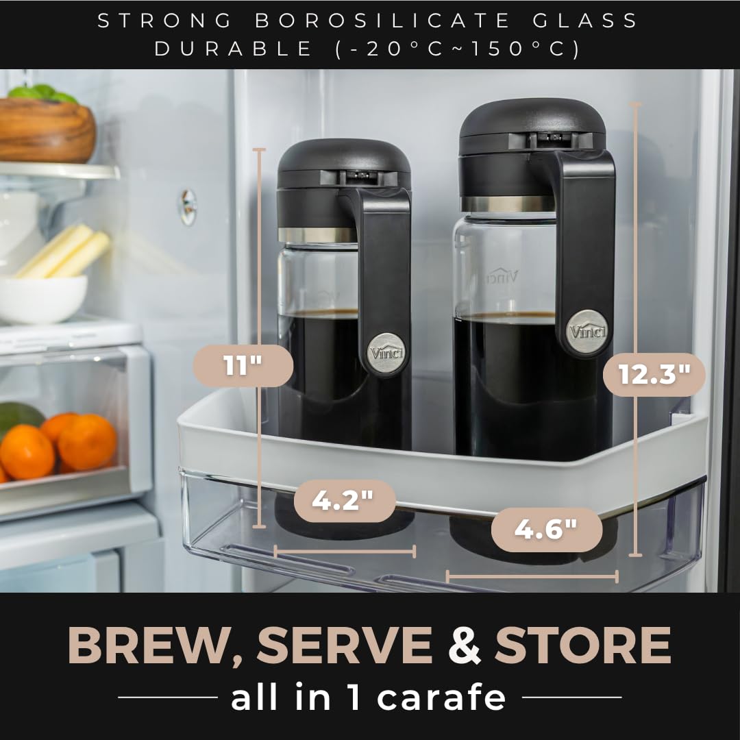 VINCI Cold Brew 360 1-4 liter carafe provides ample supply.