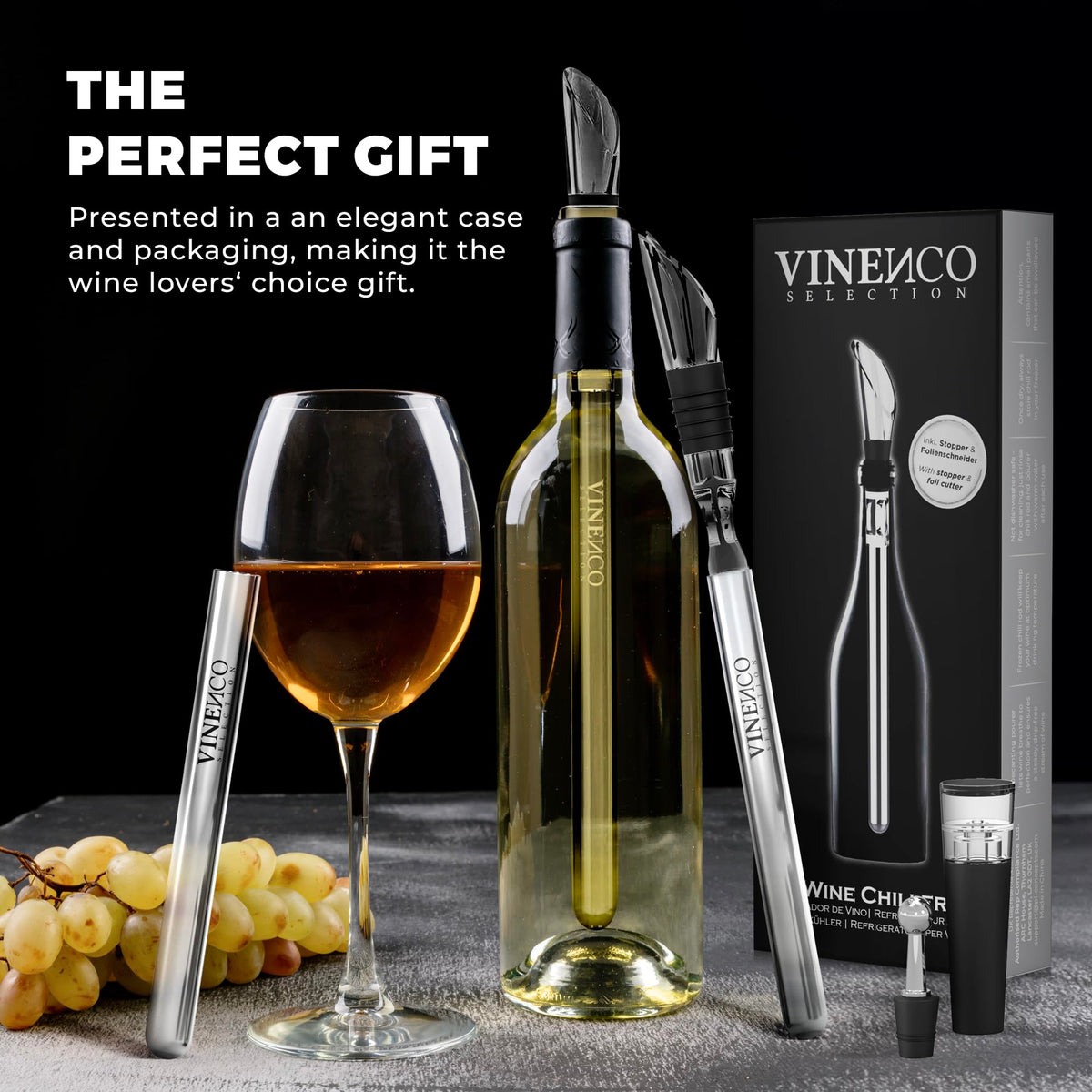 Vinenco drip-free pourer serves smooth pours with no drips.