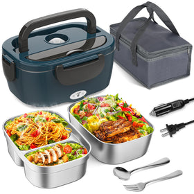 Vingud electric lunch box with dual containers for separate meals at work.