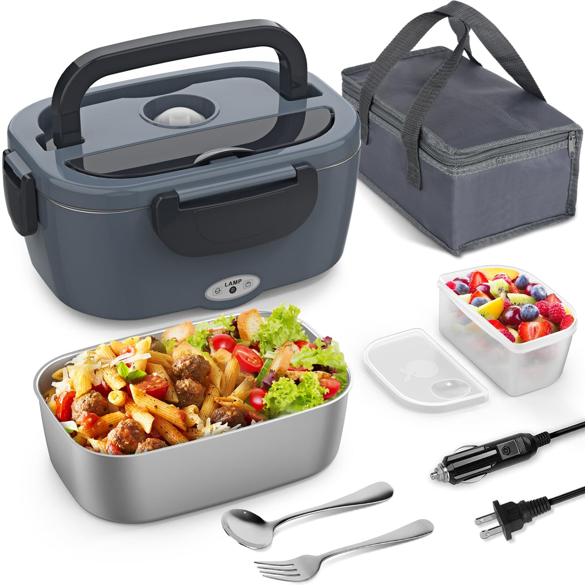 Vingud electric lunch box with lid open, ready for quick meals.