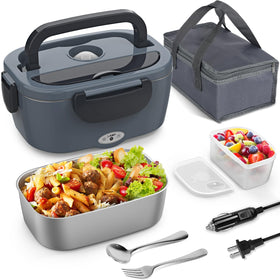 Vingud electric lunch box with lid open, ready for quick meals.