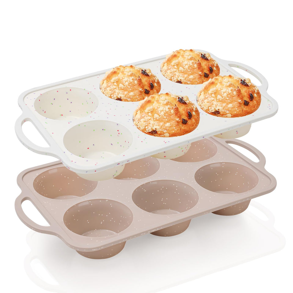Vinino 2Pack jumbo muffin pan edge showing sturdy grip for safe oven transfers