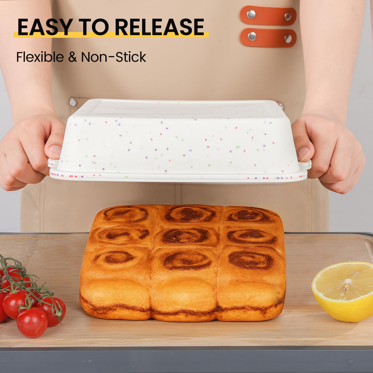 Vinino BPA-free silicone bake pan for safe versatile use.