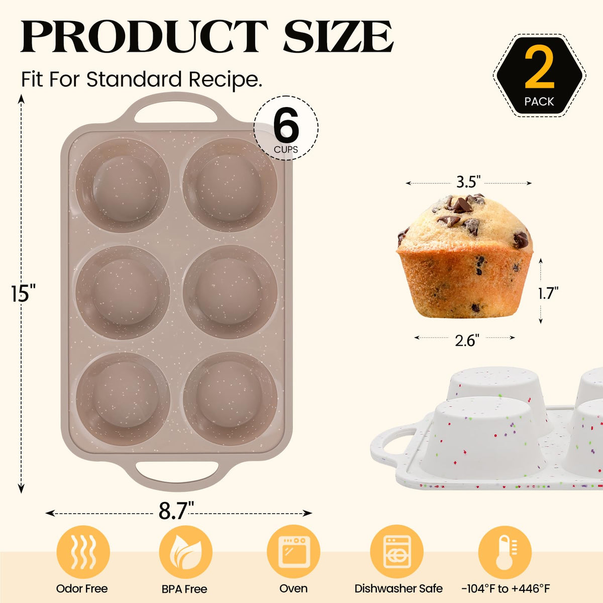 Vinino BPA-free silicone muffin pan oven safe for versatile use