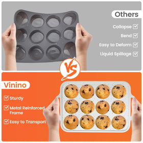 Vinino BPA-free silicone muffin tin safe for everyday cooking.