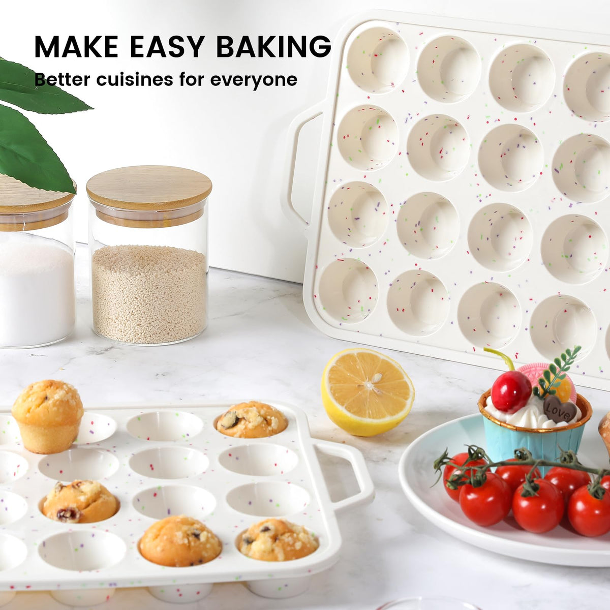 Vinino dishwasher-safe muffin pan for quick cleanup after baking.