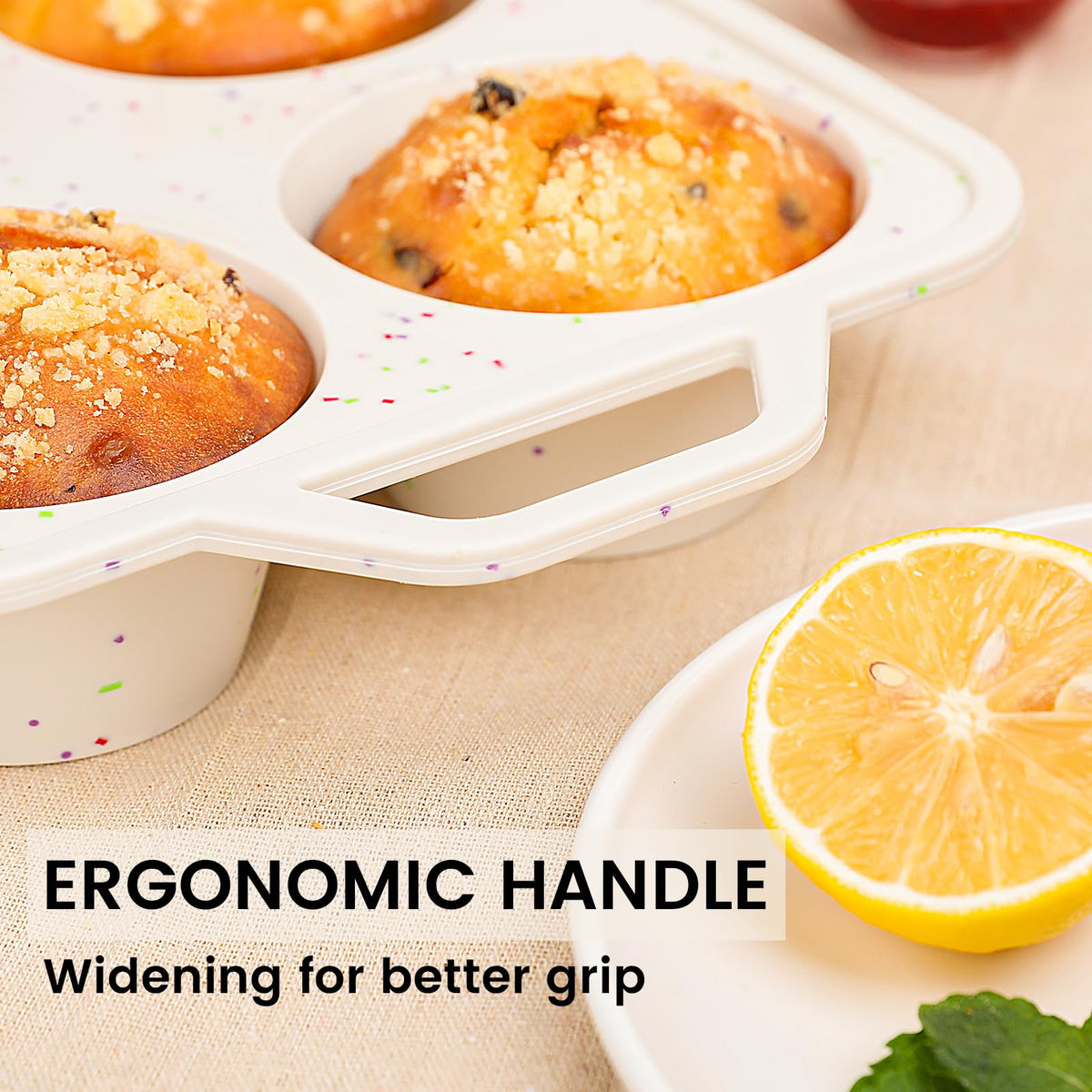 Vinino non-stick release shows easy removal of muffins