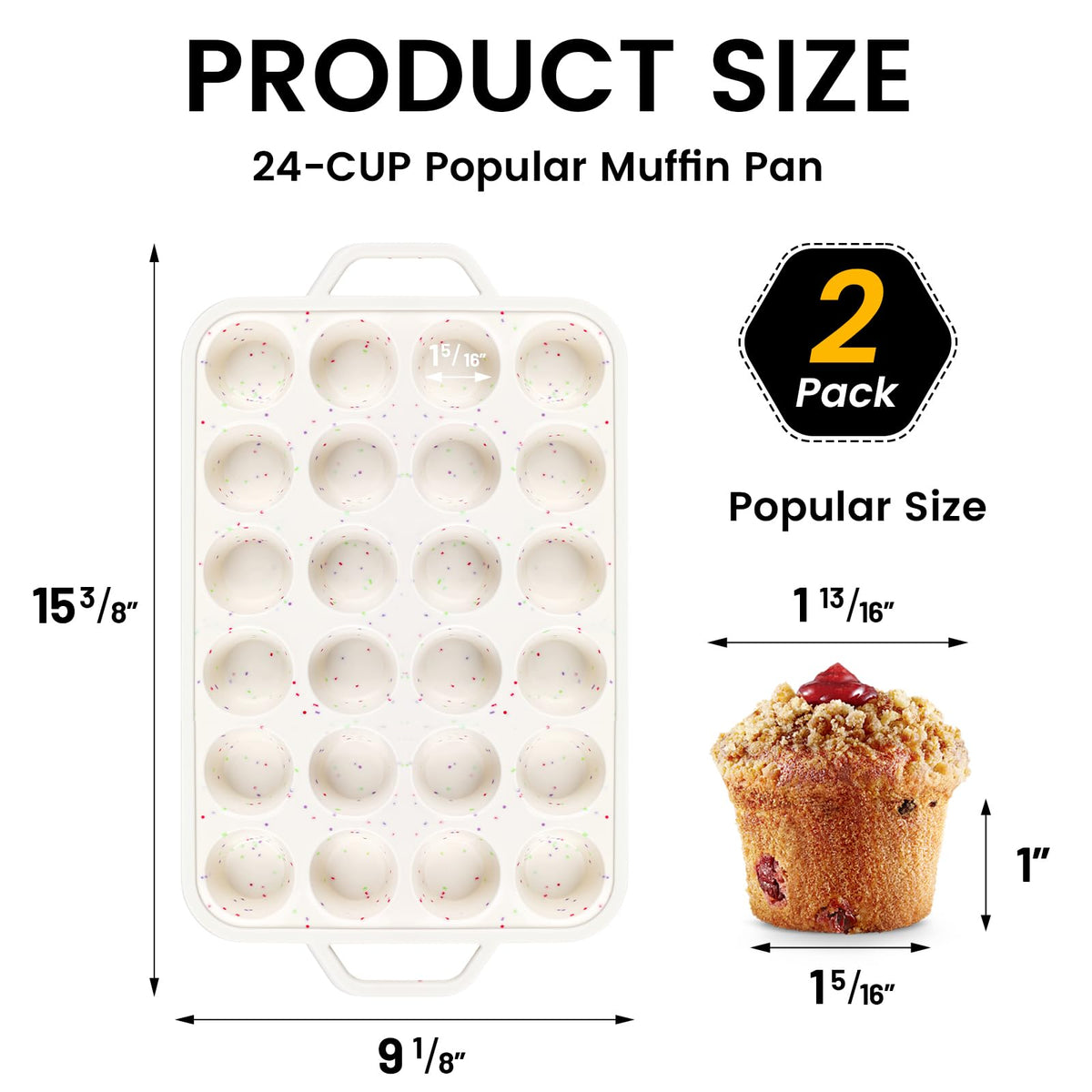 Vinino multifunction mini cupcake pan for muffins, eggs, or bites.