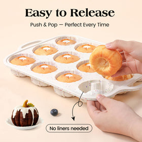 Vinino non-stick silicone surface ensures easy removal of mini desserts.