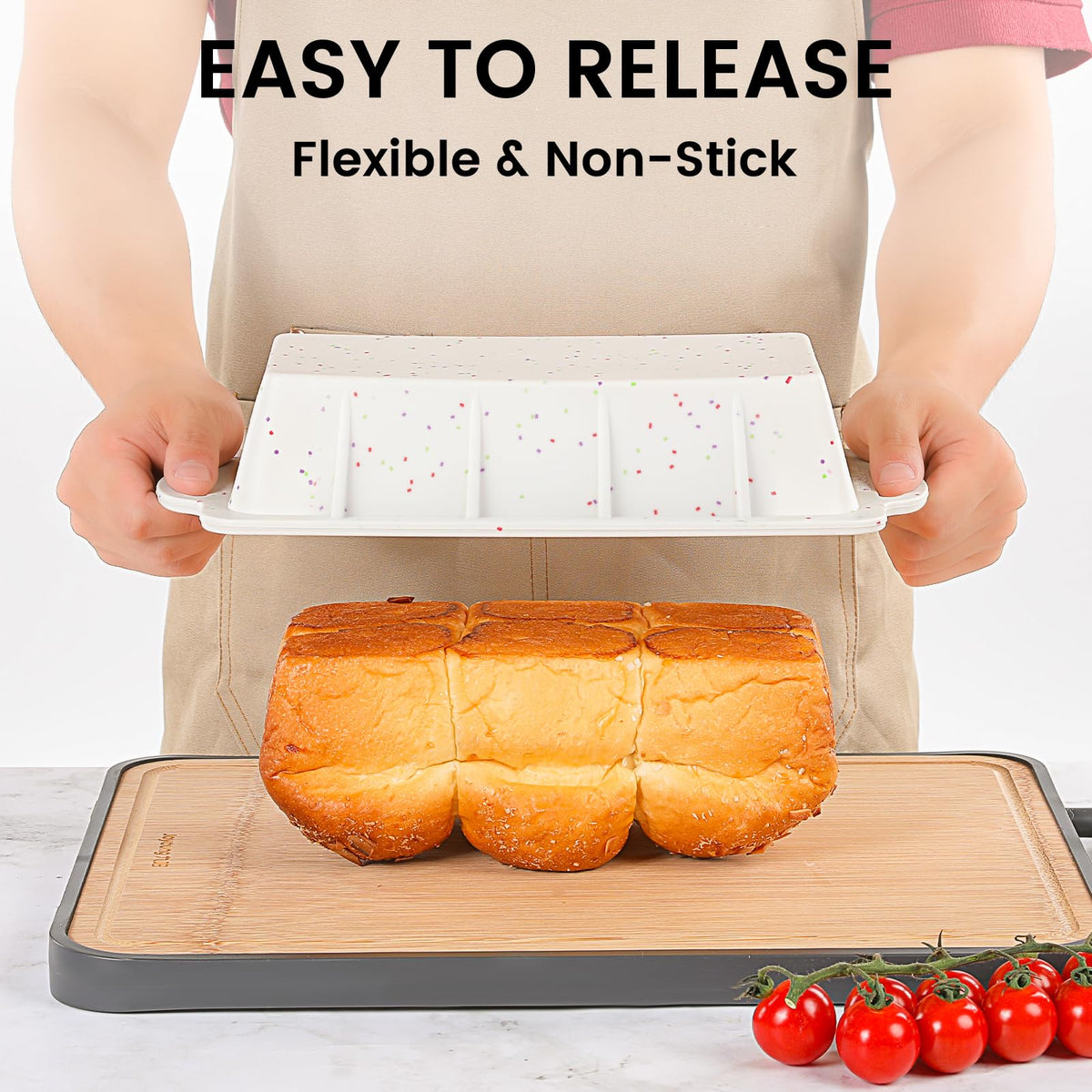 Vinino non-stick surface enables effortless loaf release after baking.