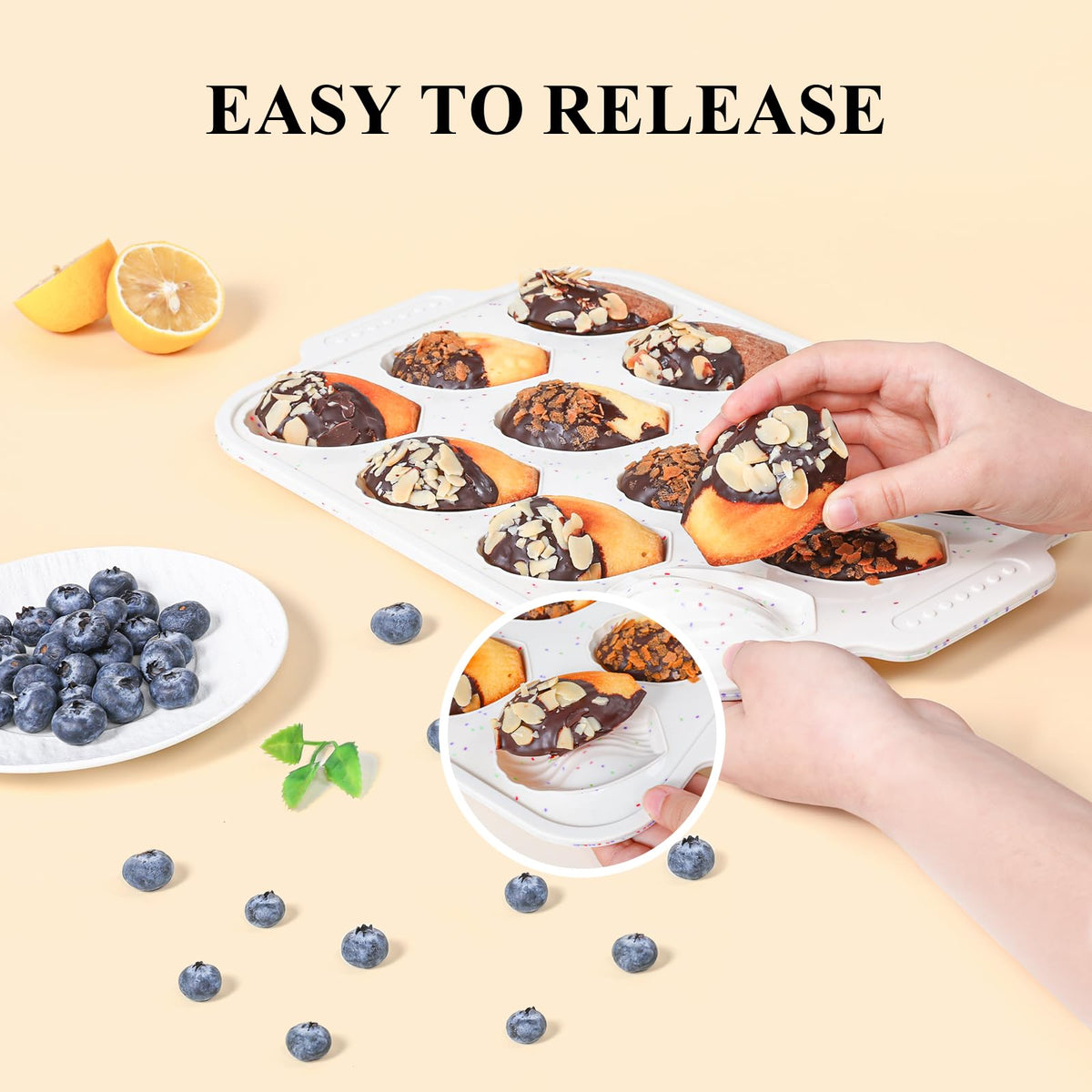 Vinino nonstick madeleine tray offers effortless release.