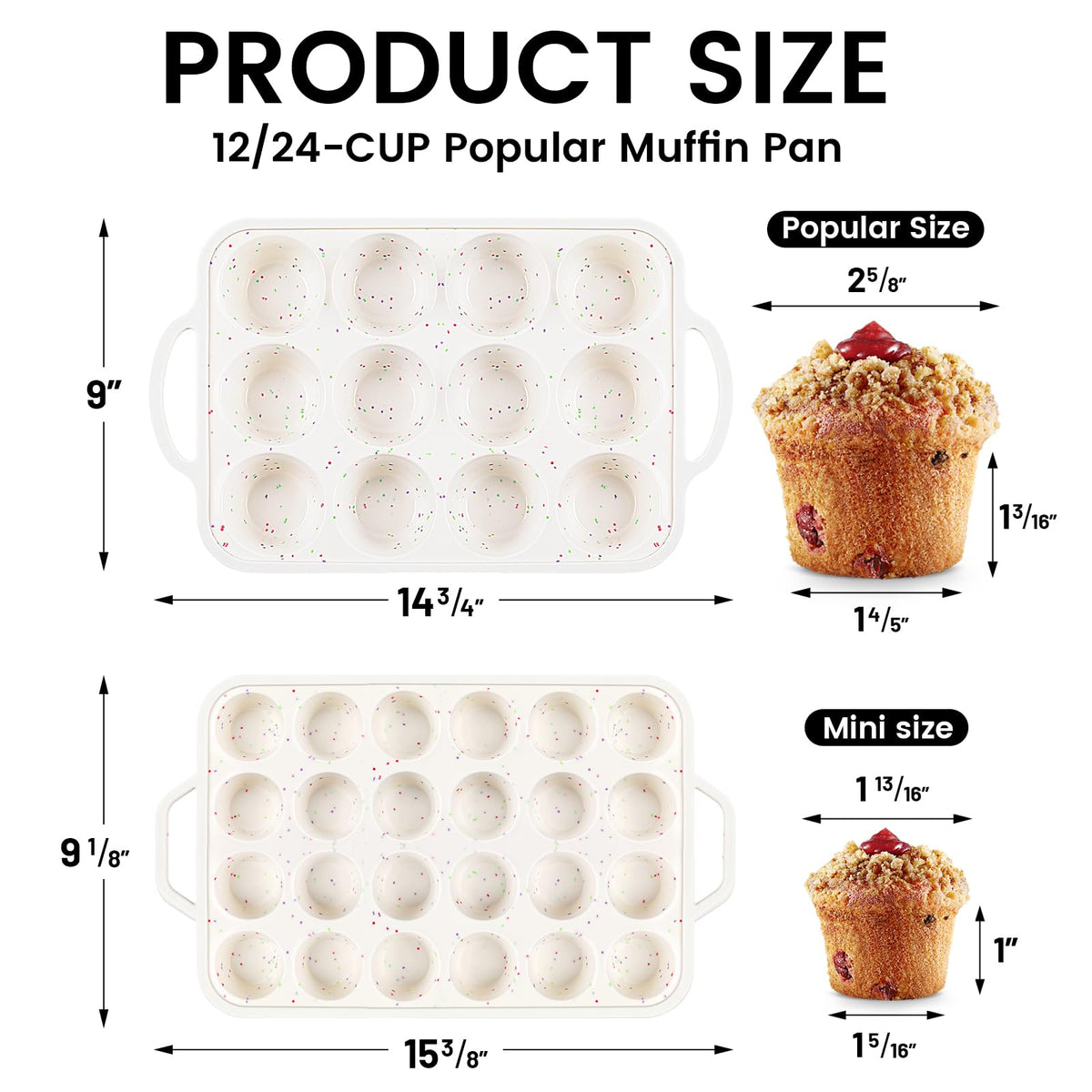 Vinino nonstick silicone cupcake tray ensures quick release and easy cleanup.